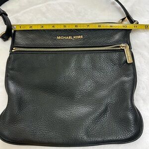Michael Kors Black Pebbled Leather Shoulder Crossbody with Gold Hardware